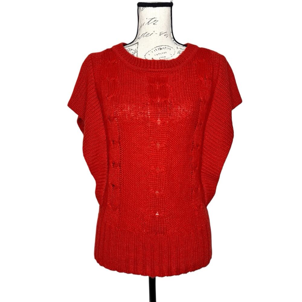 Vintage De Rothchild Flutter Sleeve Cable Knit Pullover Sweater Medium